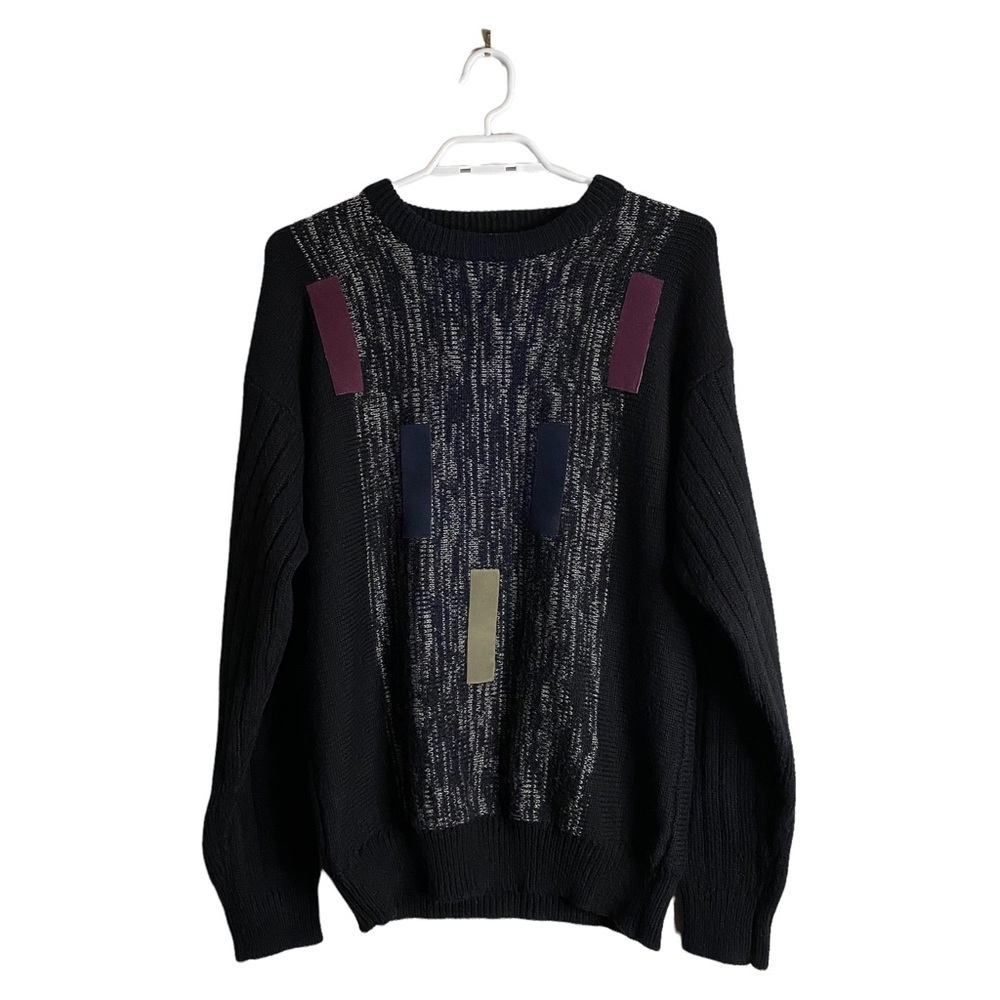Wrangler Retro Suede Patch Crewneck Knit Sweater